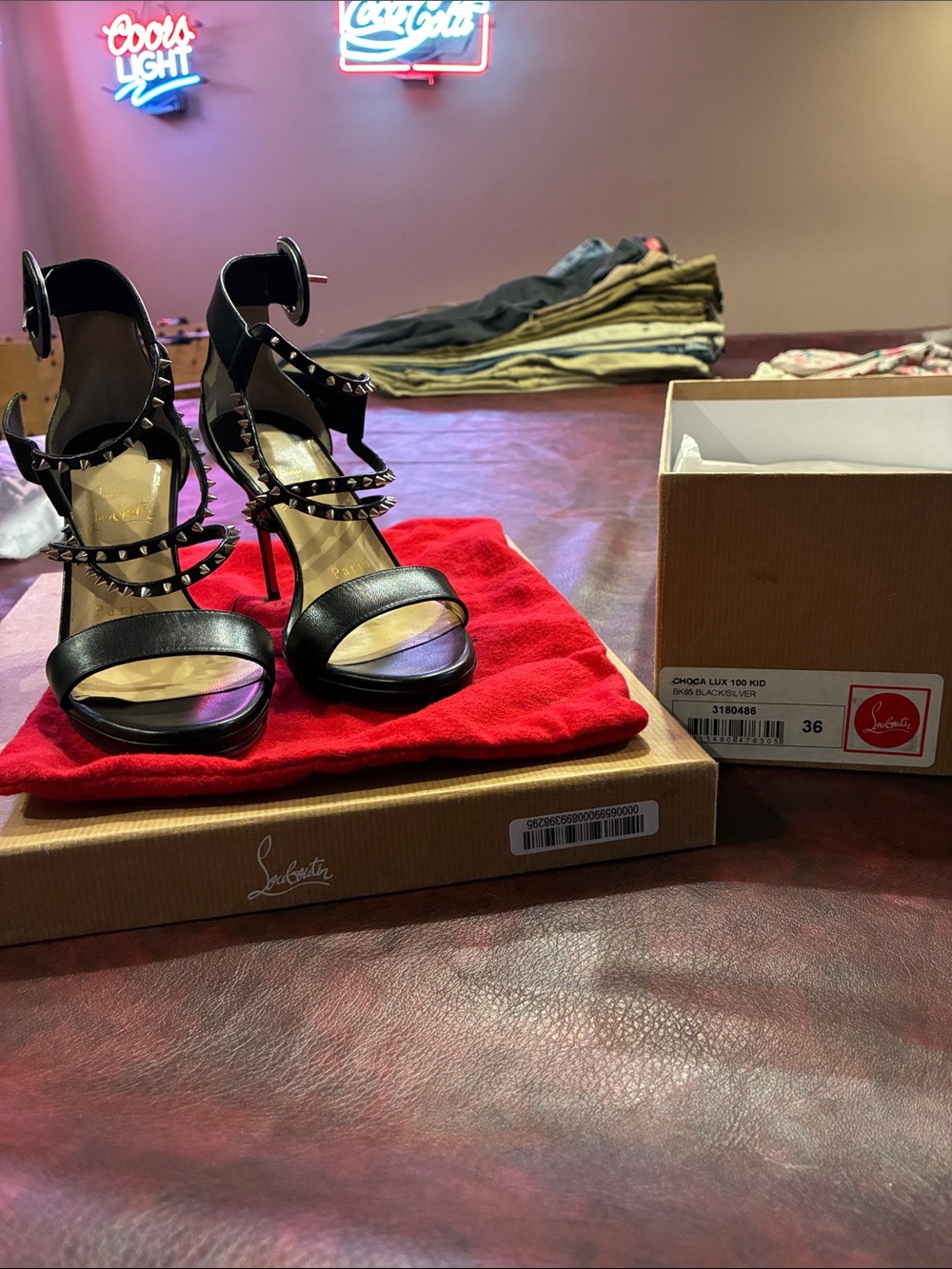 Christian Louboutin Black Studded Strappy High-Heel Sandals